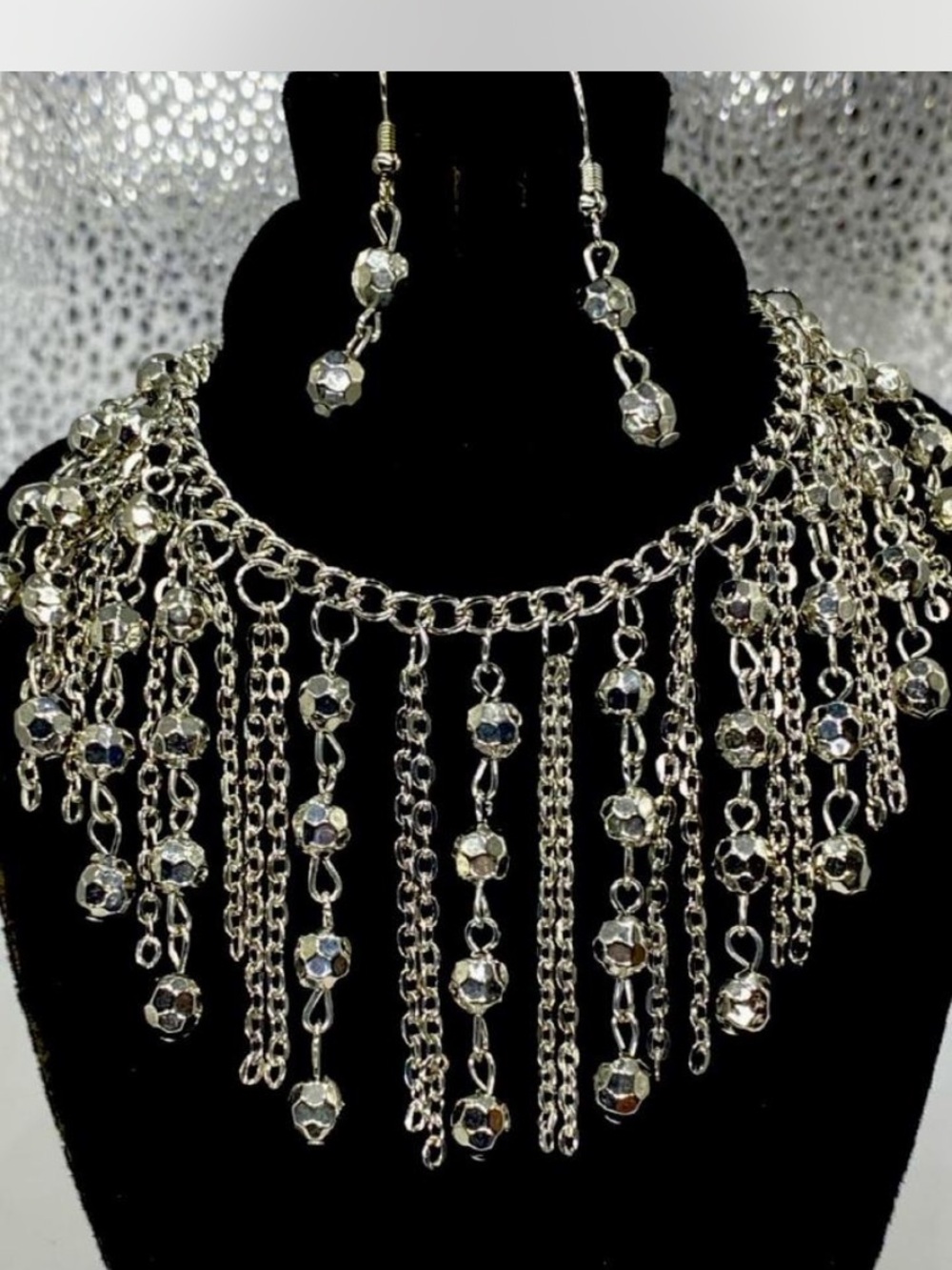 Chandelier  *** Silver-Tone Statement Necklace / Earrings *^*